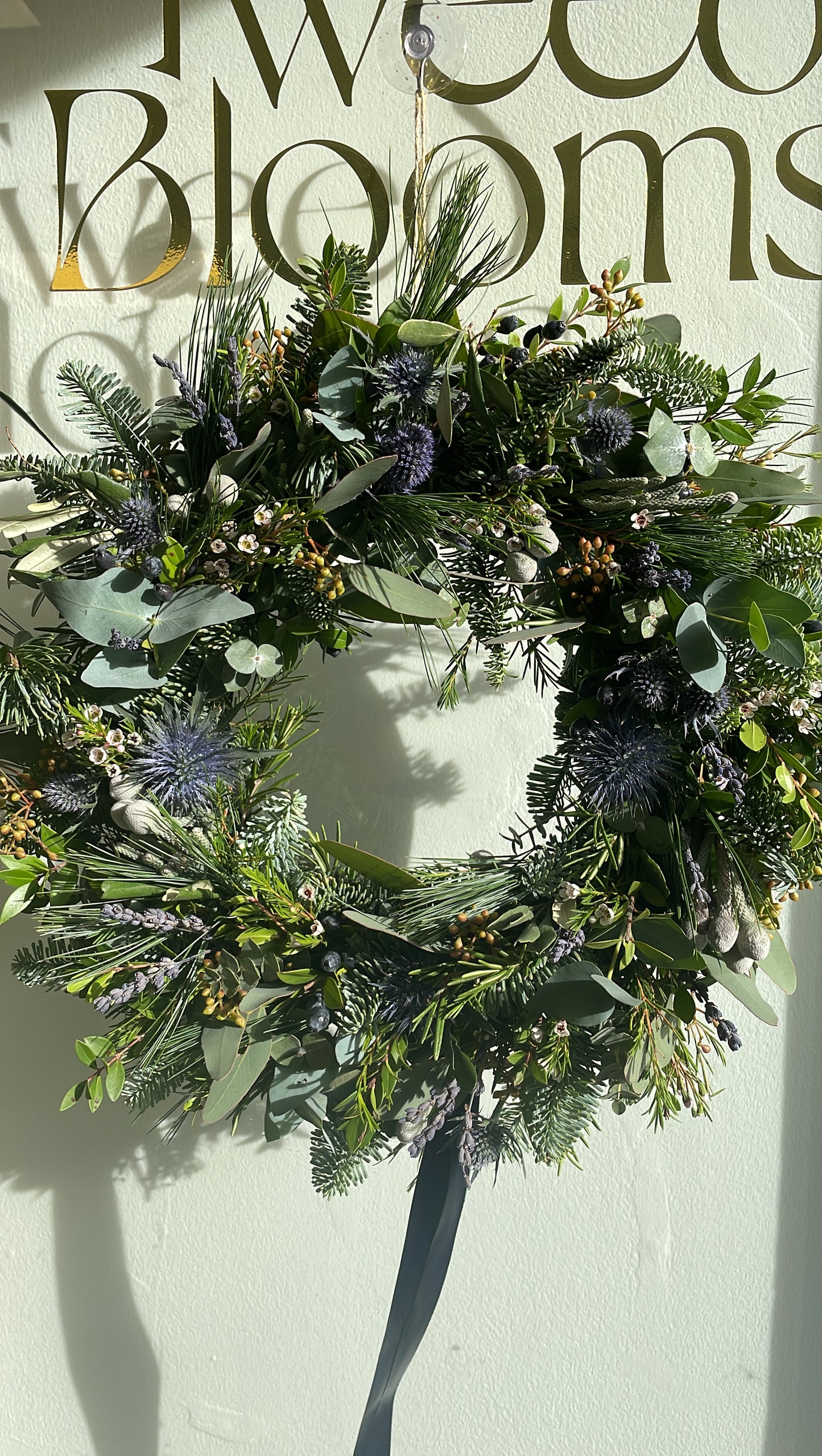 Tweed Blooms Christmas wreath