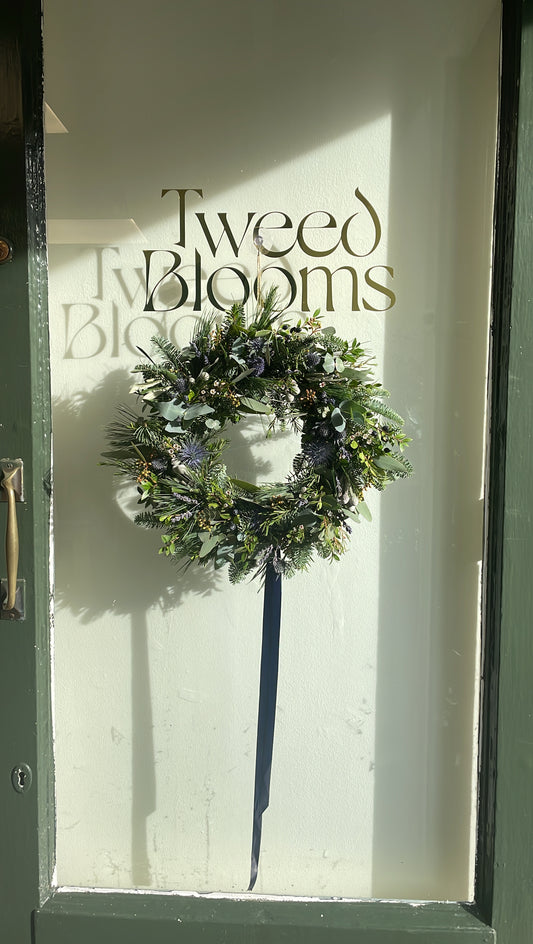 Tweed Blooms Christmas wreath
